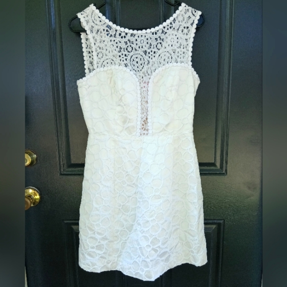 Lilly Pulitzer Dress Womens 4 Off White Raegan Sleeveless Lace Fit Flare Bridal